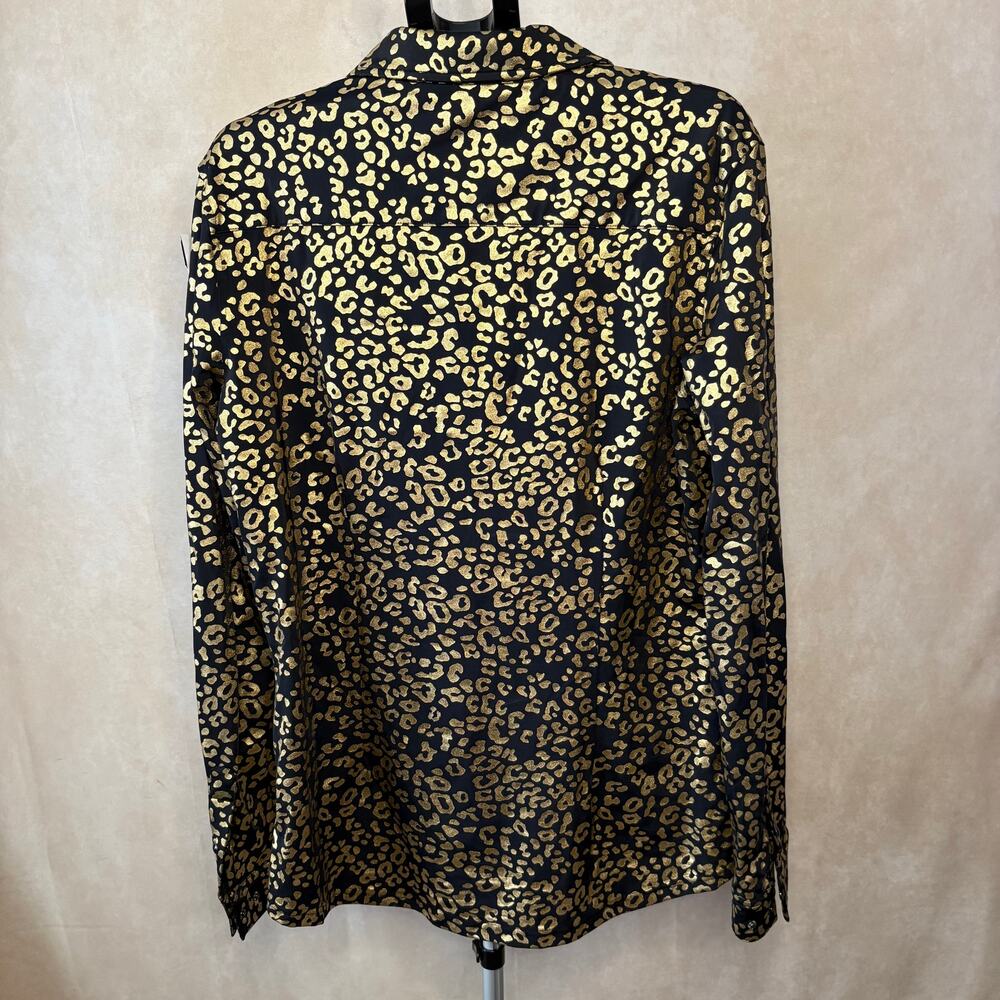 Ranch Dress'n Gold Leopard Performance Rodeo Snap-Front Shirt Women's Plus 3X - Picture 4 of 10